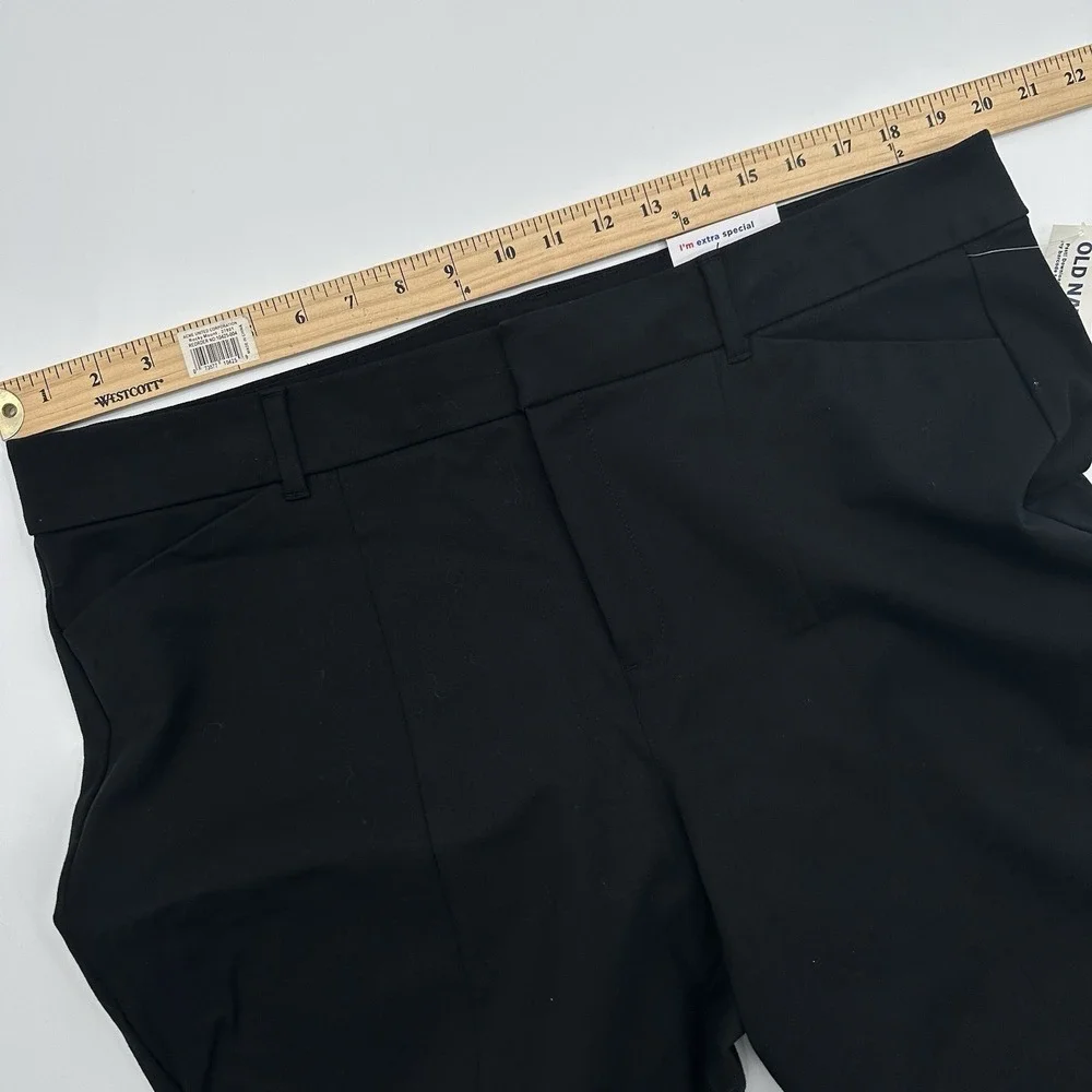 Old Navy High Rise Pixie Split Hem Full Length Pants Womens 18 Black Stretch NWT